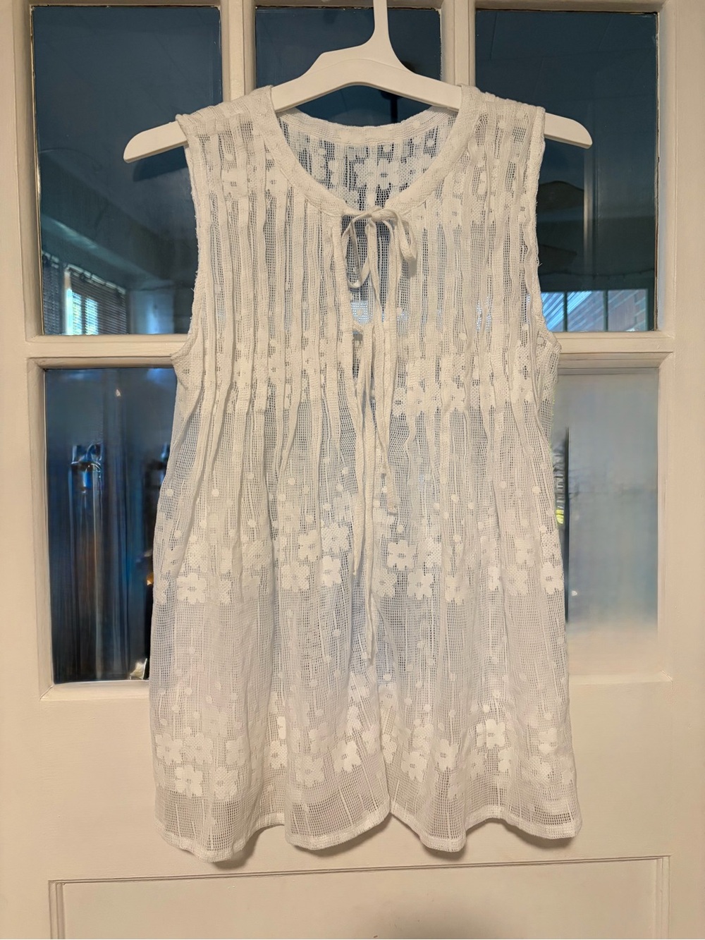 Free People nwt White Sleeveless Lace Tie-Front/back Tunic - Picture 4 of 9